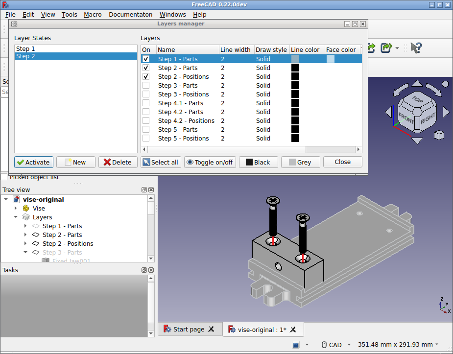 The layer state manager for step 2