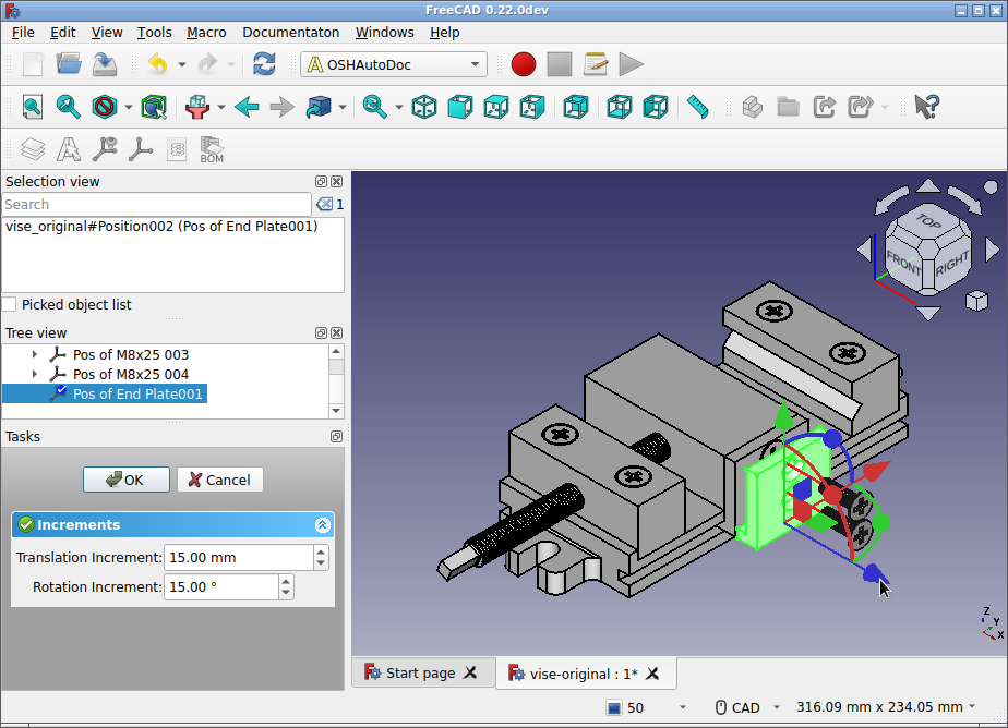 Position regular objects