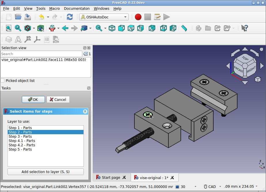 Select parts for Step 2